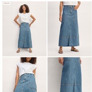 Everlane The Gardener Blue Denim Maxi Skirt sz 29
